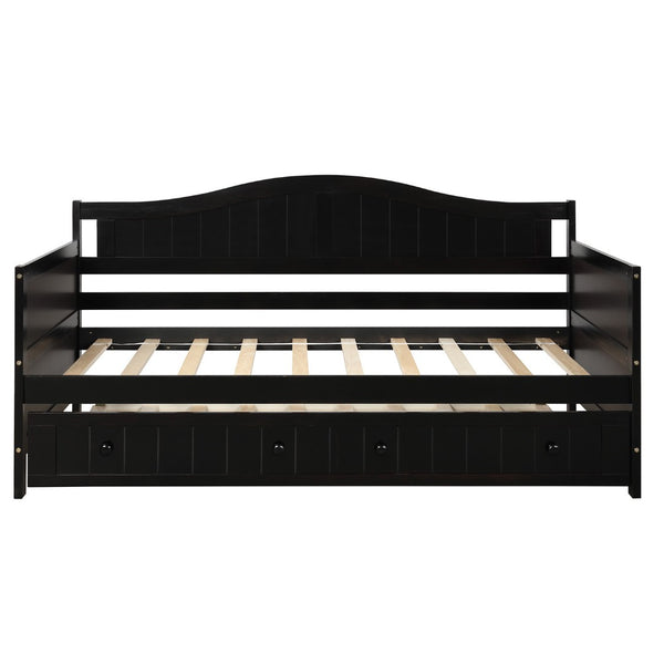 HomeRoots Espresso Twin Daybed Frame with Trundle - Versatile Seating & Sleeping Solution for Any Space! 606820
