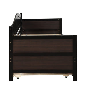 HomeRoots Espresso Twin Daybed Frame with Trundle - Versatile Seating & Sleeping Solution for Any Space! 606820