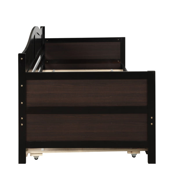 HomeRoots Espresso Twin Daybed Frame with Trundle - Versatile Seating & Sleeping Solution for Any Space! 606820