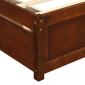 HomeRoots Walnut Twin Bed Frame with Under-Bed Drawers - Stylish, Durable Design for Smart Bedroom Storage 606821