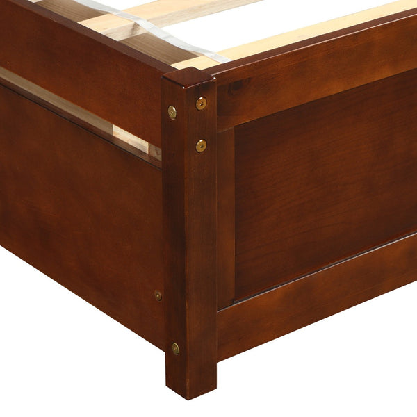 HomeRoots Walnut Twin Bed Frame with Under-Bed Drawers - Stylish, Durable Design for Smart Bedroom Storage 606821