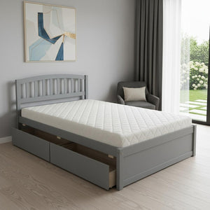 HomeRoots Gray Wood Twin Bed Frame with Under-Bed Drawers - Modern Platform Design for Stylish Storage Solutions 606822