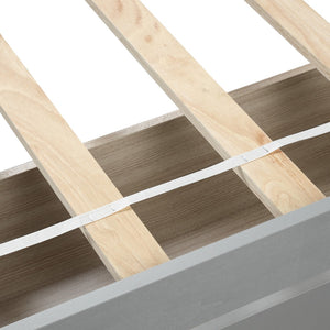 HomeRoots Gray Wood Twin Bed Frame with Under-Bed Drawers - Modern Platform Design for Stylish Storage Solutions 606822