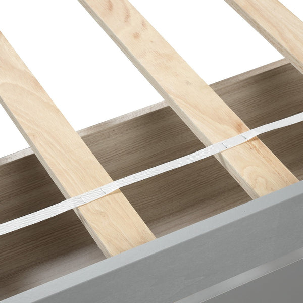 HomeRoots Gray Wood Twin Bed Frame with Under-Bed Drawers - Modern Platform Design for Stylish Storage Solutions 606822