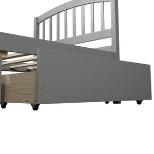 HomeRoots Gray Wood Twin Bed Frame with Under-Bed Drawers - Modern Platform Design for Stylish Storage Solutions 606822