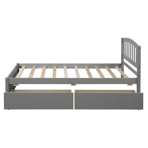 HomeRoots Gray Wood Twin Bed Frame with Under-Bed Drawers - Modern Platform Design for Stylish Storage Solutions 606822