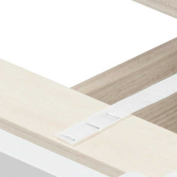 HomeRoots White Wood Twin Bed Frame with Storage Drawers - Modern Design, Durable & Space-Saving Solution! 606823