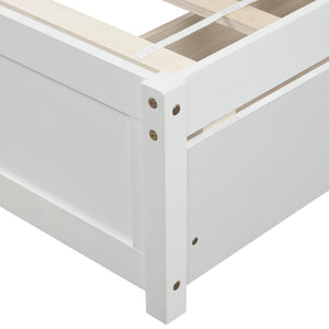 HomeRoots White Wood Twin Bed Frame with Storage Drawers - Modern Design, Durable & Space-Saving Solution! 606823