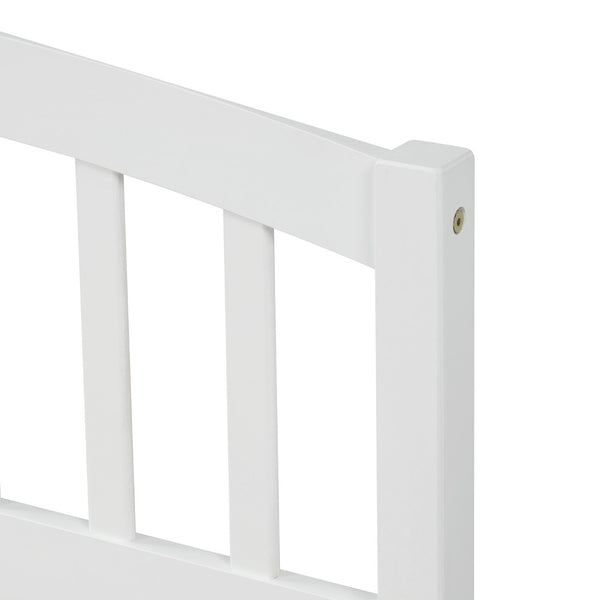 HomeRoots White Wood Twin Bed Frame with Storage Drawers - Modern Design, Durable & Space-Saving Solution! 606823