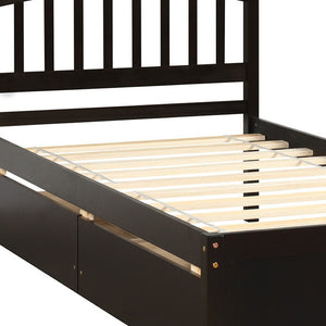 HomeRoots Espresso Twin Bed Frame with Built-In Drawers – Stylish, Durable & Space-Saving for Modern Bedrooms 606824