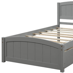 HomeRoots Gray Wood Twin Bed Frame with Storage Drawers - Modern Design, Durable Construction, Perfect for Kids! 606825