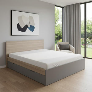 HomeRoots Gray Wood Twin Bed Frame with Storage Drawers - Modern Design, Durable Construction, Perfect for Kids! 606825