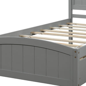 HomeRoots Gray Wood Twin Bed Frame with Storage Drawers - Modern Design, Durable Construction, Perfect for Kids! 606825