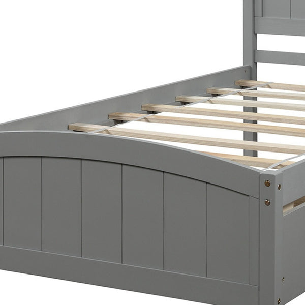 HomeRoots Gray Wood Twin Bed Frame with Storage Drawers - Modern Design, Durable Construction, Perfect for Kids! 606825