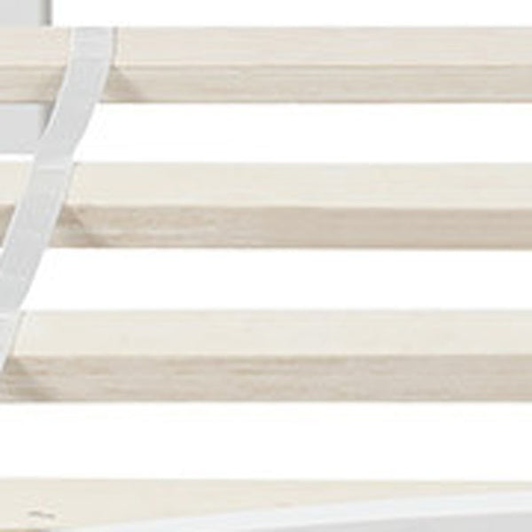 HomeRoots White Wood Twin Bed Frame with Under-Bed Drawers - Modern Design for Organized Sleep Spaces 606826