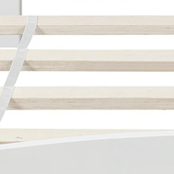 HomeRoots White Wood Twin Bed Frame with Under-Bed Drawers - Modern Design for Organized Sleep Spaces 606826