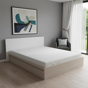 HomeRoots White Wood Twin Bed Frame with Under-Bed Drawers - Modern Design for Organized Sleep Spaces 606826
