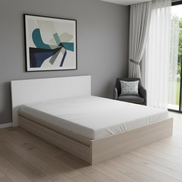 HomeRoots White Wood Twin Bed Frame with Under-Bed Drawers - Modern Design for Organized Sleep Spaces 606826