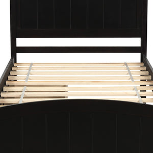 HomeRoots Espresso Twin Bed Frame with Drawers - Modern Wood Design, Sturdy Support & Smart Storage Solution 606827