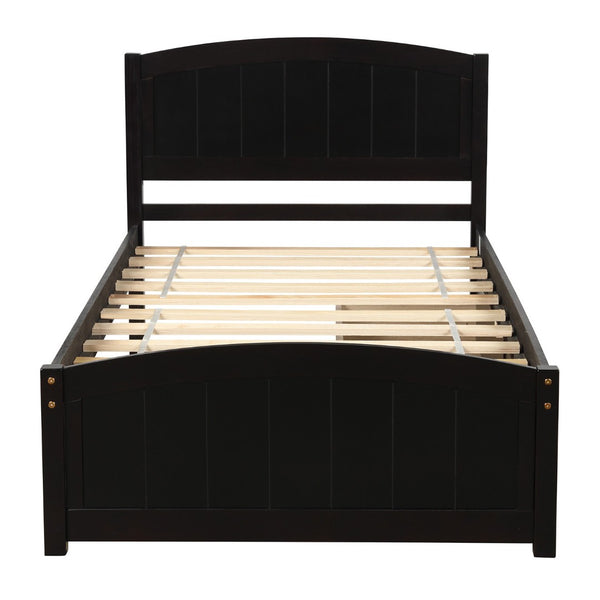 HomeRoots Espresso Twin Bed Frame with Drawers - Modern Wood Design, Sturdy Support & Smart Storage Solution 606827