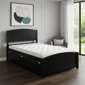 HomeRoots Espresso Twin Bed Frame with Drawers - Modern Wood Design, Sturdy Support & Smart Storage Solution 606827