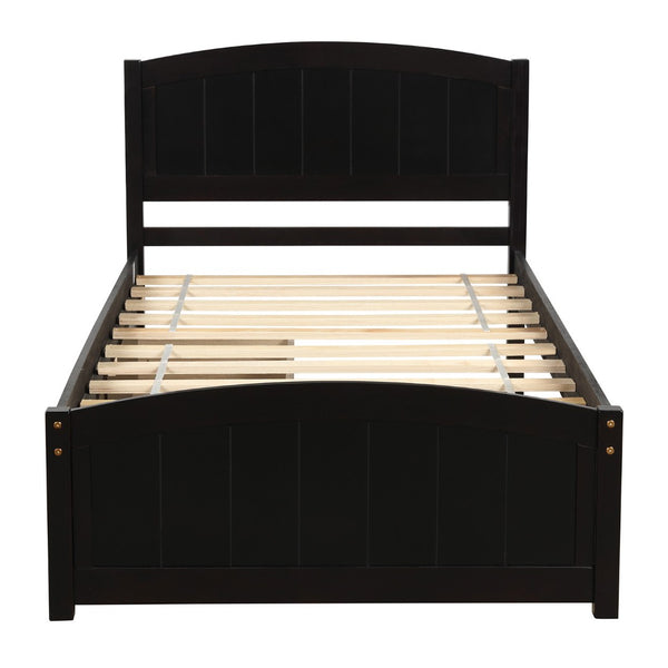 HomeRoots Espresso Twin Bed Frame with Drawers - Modern Wood Design, Sturdy Support & Smart Storage Solution 606827