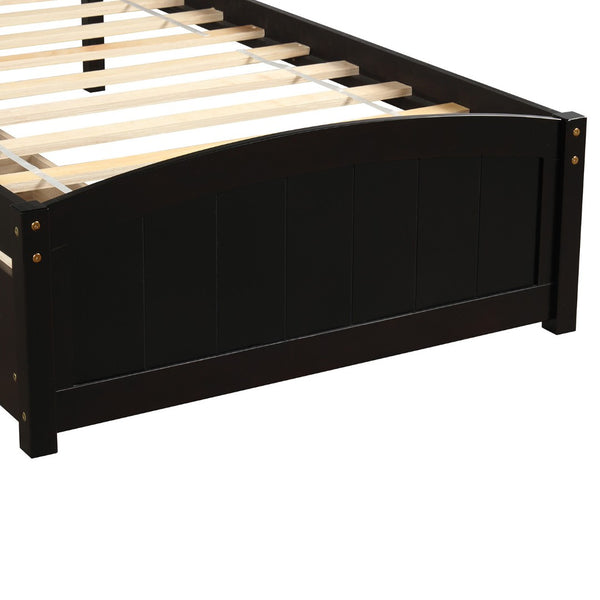 HomeRoots Espresso Twin Bed Frame with Drawers - Modern Wood Design, Sturdy Support & Smart Storage Solution 606827