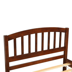 HomeRoots Walnut Twin Bed Frame with Trundle – Stylish Space-Saving Design for Kids' Rooms & Guest Spaces 606828