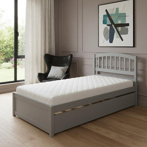 HomeRoots Gray Wood Twin Bed Frame with Space-Saving Trundle - Perfect for Kids’ Rooms & Guest Spaces! 606829