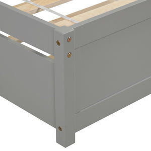 HomeRoots Gray Wood Twin Bed Frame with Space-Saving Trundle - Perfect for Kids’ Rooms & Guest Spaces! 606829