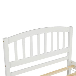 HomeRoots White Wood Twin Bed Frame with Space-Saving Trundle - Perfect for Kids, Guests, and Compact Rooms! 606830