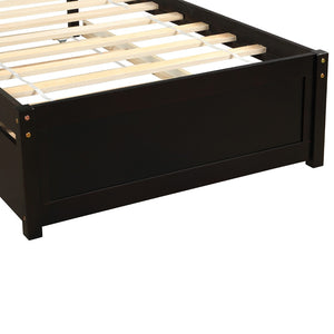 HomeRoots Espresso Wood Twin Bed Frame with Convenient Trundle - Space-Saving Design for Stylish Rooms 606831