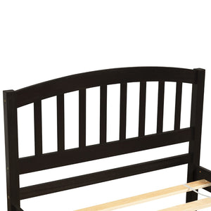 HomeRoots Espresso Wood Twin Bed Frame with Convenient Trundle - Space-Saving Design for Stylish Rooms 606831