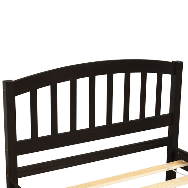 HomeRoots Espresso Wood Twin Bed Frame with Convenient Trundle - Space-Saving Design for Stylish Rooms 606831