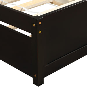 HomeRoots Espresso Wood Twin Bed Frame with Convenient Trundle - Space-Saving Design for Stylish Rooms 606831