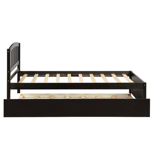 HomeRoots Espresso Wood Twin Bed Frame with Convenient Trundle - Space-Saving Design for Stylish Rooms 606831