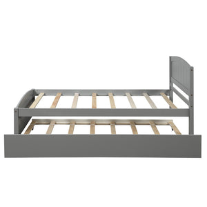 HomeRoots Gray Wood Twin Bed Frame with Space-Saving Trundle for Stylish, Functional Sleeping Solutions 606832