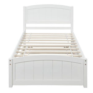 HomeRoots White Wood Twin Bed Frame with Space-Saving Trundle – Stylish, Durable, and Perfect for Guests! 606833