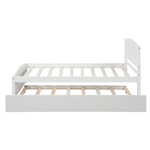 HomeRoots White Wood Twin Bed Frame with Space-Saving Trundle – Stylish, Durable, and Perfect for Guests! 606833