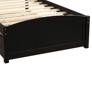 HomeRoots Espresso Wood Twin Bed Frame with Rolling Trundle – Space-Saving Design for Kids’ & Guest Rooms 606834