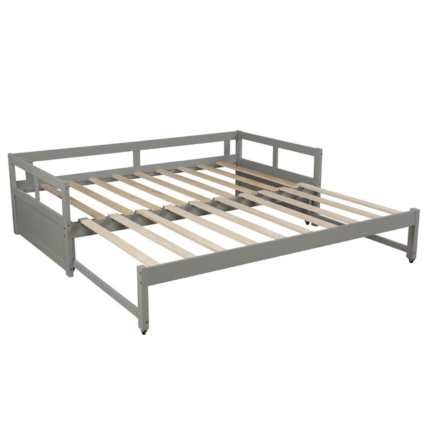 HomeRoots Gray Wood Twin Daybed Frame with Trundle – Stylish Space Saver for Bedroom, Guest Room & More! 606835