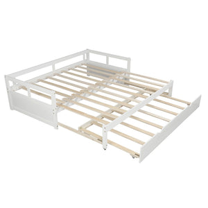 HomeRoots White Wood Twin Daybed Frame with Trundle - Elegant Space-Saving Solution for Stylish Bedrooms & More 606836
