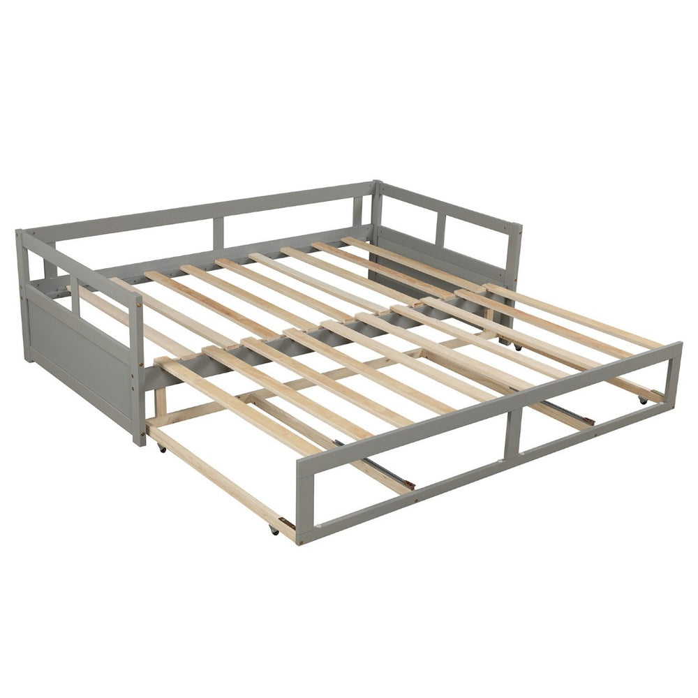 HomeRoots Gray Wood Twin Daybed Frame with Storage Drawers - Modern Space-Saving Solution for Any Room 606838