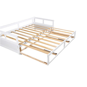 HomeRoots White Wood Twin Daybed Frame with Storage Drawers – Elegant Design for Small Spaces & Guest Rooms 606839