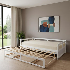 HomeRoots White Wood Twin Daybed Frame with Storage Drawers – Elegant Design for Small Spaces & Guest Rooms 606839
