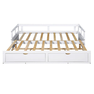 HomeRoots White Wood Twin Daybed Frame with Storage Drawers – Elegant Design for Small Spaces & Guest Rooms 606839