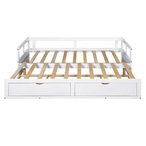 HomeRoots White Wood Twin Daybed Frame with Storage Drawers – Elegant Design for Small Spaces & Guest Rooms 606839