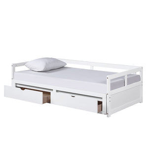 HomeRoots White Wood Twin Daybed Frame with Storage Drawers – Elegant Design for Small Spaces & Guest Rooms 606839