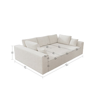 English Elm 98.4*68.9"Modular Sectional Sofa - Plush Corduroy, No Assembly, Versatile Comfort For Small Spaces! W3819S00036