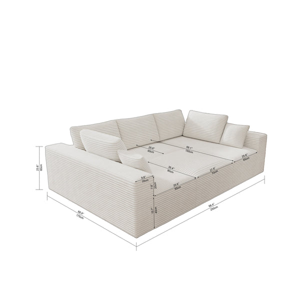 English Elm 98.4*68.9"Modular Sectional Sofa - Plush Corduroy, No Assembly, Versatile Comfort For Small Spaces! W3819S00036